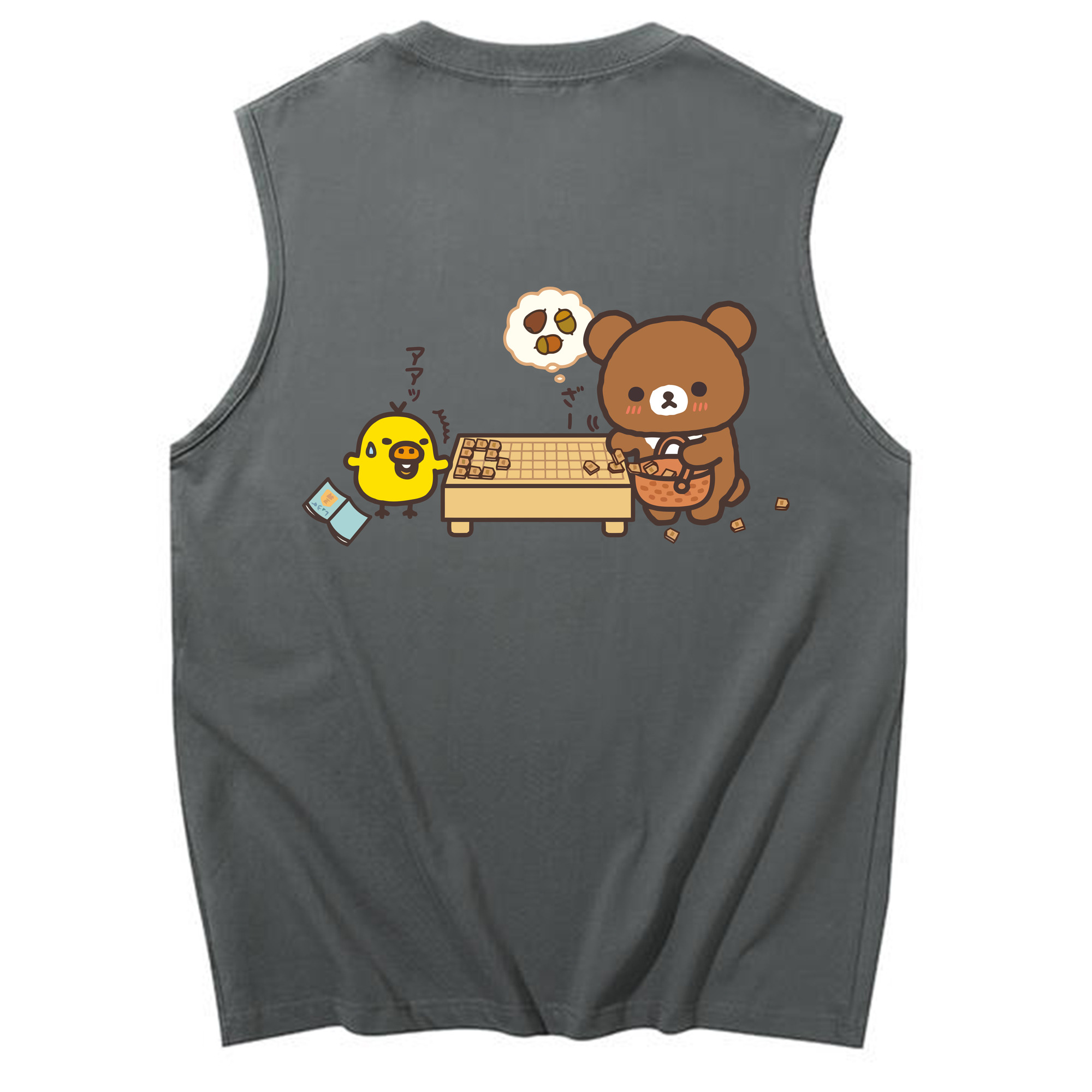 （画像用） リラックマ リラックマ キイロイトリ Rilakkuma Korilakkuma Kiiroitori コットン100％タンクトップ（背面プリント）